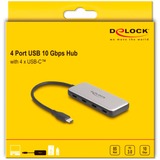 DeLOCK 4-Port USB-C + PD 85 Watt usb-hub Grijs