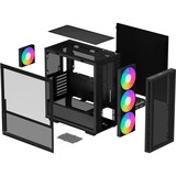 DeepCool CH560              midi tower behuizing Zwart | 1x USB-A | 1x USB-C | RGB | Window