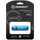 Kingston IronKey Vault Privacy 50 256 GB usb-stick Lichtblauw/zwart, USB-C 3.2 Gen 1