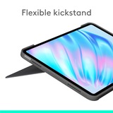 Logitech Combo Touch iPad Air 11" (M2), iPad Air (4e en 5e generatie - 2020, 2022) Keyboard Case Zwart, US-International lay-out (QWERTY), 75%