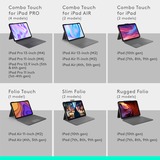Logitech Combo Touch iPad Air 11" (M2), iPad Air (4e en 5e generatie - 2020, 2022) Keyboard Case Zwart, US-International lay-out (QWERTY), 75%