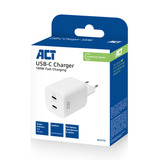 ACT Connectivity USB-C-lader 100W met 2 poorten oplader Wit