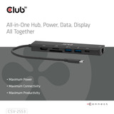 Club 3D USB Type-C 7-in-1 Hub dockingstation Zwart