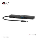 Club 3D USB Type-C 7-in-1 Hub dockingstation Zwart