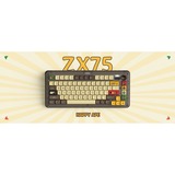 Iqunix ZX75 Happy Ape Wireless Mechanical Keyboard, gaming toetsenbord Bruin/geel, US lay-out, TTC Holy Panda, RGB leds, 75%, Hot-swappable, Double-shot PBT, 2.4GHz | Bluetooth 5.1 | USB-C