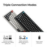 Keychron Q6 Ultra-P1 8K Wireless Custom Mechanical Keyboard, toetsenbord Wit, US lay-out, Keychron Silk POM Red, RGB, Hot swap, 8K, 2.4 GHz / Bluetooth 5.2 / USB-C