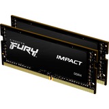 Kingston FURY Impact 64 GB DDR4-3200 (2x 32 GB) laptopgeheugen Zwart, KF432S20IBK2/64, SO-DIMM, XMP 2.0