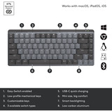 Logitech MX Mechanical Mini, toetsenbord Zwart/grijs, US-International, GL Tactile, Bluetooth Low Energy