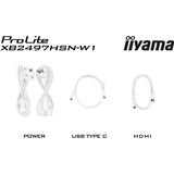 iiyama ProLite XB2497HSN-W1 23.8" monitor Wit, HDMI, DisplayPort, USB-C, Audio, LAN, 100 Hz