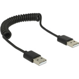 DeLOCK USB-A 2.0 kabel (male/male), spiraalkabel Zwart, 20-60 cm
