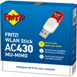 FRITZ! WLAN Stick AC 430 MU-MIMO wlan adapter Wit/rood