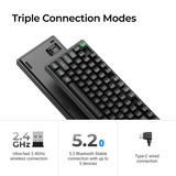 Keychron K8 Ultra 8K Wireless Custom Mechanical Keyboard Zwart, US lay-out (QWERTY), Keychron Apex Brown, 80% (TKL), RGB leds, OSA Double-shot PBT, USB-C | 2.4 GHz | Bluetooth 5.2