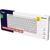 Trust Lyra Compact draadloos toetsenbord Wit, US lay-out, Scissor switches, 2,4 GHz USB, Bluetooth, 65%