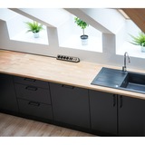 Brennenstuhl estilo hoekstopcontact 4-voudig 6-voudige stekkerdoos met usb Zwart/roestvrij staal, 6x stekker, 2x USB-A