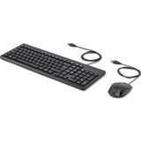 HP 150 muis en toetsenbord met kabel, desktopset Zwart, EU lay-out (QWERTY), Membraan, 1600 DPI