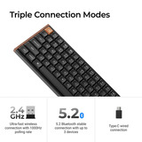 Keychron K3 Max SE QMK Wireless Custom Mechanical Keyboard, toetsenbord Zwart/houtkleur, US lay-out, Keychron Milk POM Banana, 75%, RGB, Hot swap, 2.4 GHz / Bluetooth 5.3 / USB-C