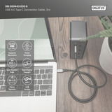Digitus USB-C 4 Gen2- USB-C-verbindingskabel Zwart/grijs, 3 meter