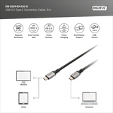 Digitus USB-C 4 Gen2- USB-C-verbindingskabel Zwart/grijs, 3 meter