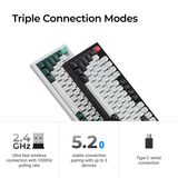 Keychron Q5 HE QMK Wireless Custom Keyboard, toetsenbord Wit/groen, US lay-out, Gateron Double-Rail Magnetic Nebula, RGB leds, 96%, OSA double-shot PBT, hot swap, Knob, 2.4GHz | Bluetooth 5.1 | USB-C