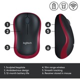 Logitech Wireless Mouse M185 Rood, Retail