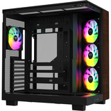 Thermaltake View 380 XL WS ARGB midi tower behuizing Zwart/houtkleur | 2x USB-A | 1x USB-C | RGB | Tempered Glass