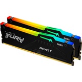 Kingston FURY 32 GB DDR5-6000 (2x 16 GB) Kit werkgeheugen Zwart, KF560C30BBEAK2-32, Beast RGB, XMP, EXPO