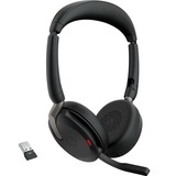 Jabra JBR Evolve2 65 Flex Link380a UC Duo on-ear headset Zwart