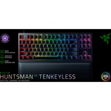 Razer Huntsman V2 TKL, gaming toetsenbord Zwart, US lay-out, Razer Clicky Optical (Purple), RGB leds, TKL, Double Shot PBT