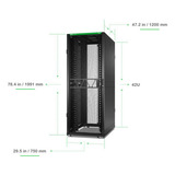 APC NetShelter SX AR3340B2, 42U server rack Zwart/groen, 1991H x 750B x 1200D mm, met zijpanelen