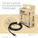 Club 3D USB-C naar MiniDisplayPort DP40 bidirectioneel adapter Zwart, 2 meter, Vesa-gecertificeerd