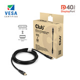Club 3D USB-C naar MiniDisplayPort DP40 bidirectioneel adapter Zwart, 2 meter, Vesa-gecertificeerd