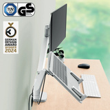 Leitz Ergo Ruimtebesparende Dubbele Monitor- en Laptoparm monitorarm Grijs