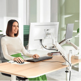 Leitz Ergo Ruimtebesparende Dubbele Monitor- en Laptoparm monitorarm Grijs