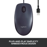 Logitech B100 Optical USB Mouse for Business Zwart, 800 dpi