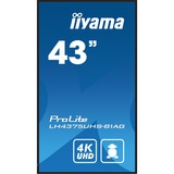 iiyama Prolite LH4375UHS-B1AG 42.5" 4K UHD monitor Zwart, HDMI, DisplayPort, RJ45 (LAN), Audio, USB, Android