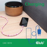 Club 3D USB-C Beaded Cable Pink, 2 meter kabel Roze