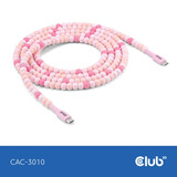 Club 3D USB-C Beaded Cable Pink, 2 meter kabel Roze
