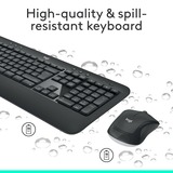 Logitech MK540 Advanced draadloze desktopset Donkergrijs, EU lay-out (QWERTY), 1000 dpi