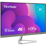 ViewSonic VX3276-4K-MHD-2 Frameless Entertainment Monitor 32"  Zwart/zilver, 2x HDMI, 1x DisplayPort, 1x mini DisplayPort