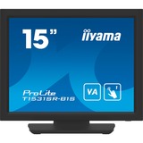 iiyama ProLite T1531SR-B1S 15" touchscreen monitor Zwart (mat), VGA, HDMI, DisplayPort, Audio 