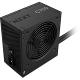 NZXT C750 Bronze, 750 Watt voeding  Zwart, 1x 12VHPWR, 1x PCIe, kabelmanagement
