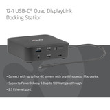 Club 3D 12-1 USB-C® Quad DisplayLink Dockingstation Zwart