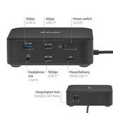 Club 3D 12-1 USB-C® Quad DisplayLink Dockingstation Zwart