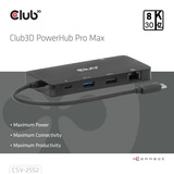 Club 3D 9-1 Dual HDMI Display USB-C Hub PD3.0 100W dockingstation Zwart