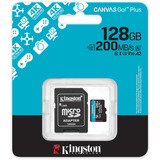 Kingston Canvas Go! Plus microSDXC 128 GB geheugenkaart Zwart, Incl. adapter, Class 10, UHS-I U3, V30, A2