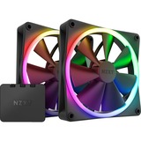 NZXT F140 RGB DUO Twin 140x140x25 case fan Zwart, 2 stuks, Incl. RGB controller