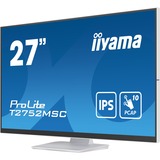 iiyama ProLite T2752MSC-W1 27" touchscreen monitor Wit, Touch, HDMI, DisplayPort, USB, Audio 