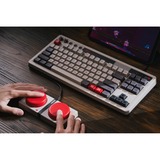 8BitDo Retro Mechanical Keyboard N Edition, gaming toetsenbord Grijs/donkerrood, US lay-out, Kailh Box White, TKL, Bluetooth Low Energy, Wireless 2.4G, USB