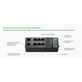 APC Back-UPS BE1050G2-GR - Noodstroomvoeding Zwart, 8x Schuko, 1050VA, 2 USB opladers, 1 USB