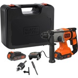 BLACK+DECKER 18V 2.5Ah SDS+ Pneumatische boorhamer BCD900E2K-QW klopboormachine Oranje, 2x 18V 2.5h accu's en oplader inbegrepen + koffer